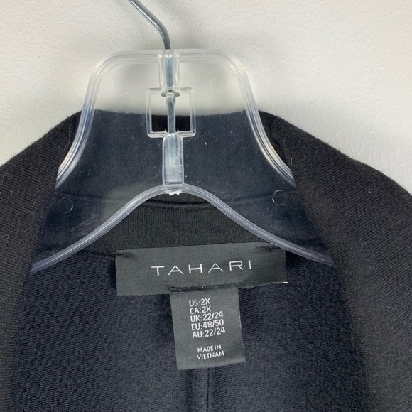 Tahari Black Button Front Knit Collared Plus Size Blazer Cardigan Jacket 2X Plus - Picture 3 of 5